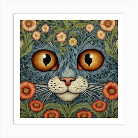 Cat In Flowers 7 Art Print