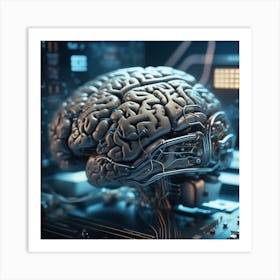 Brain On Computer Art Print