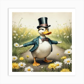 Duck In A Top Hat Art Print