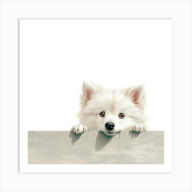 White Pomeranian Dog Art Print