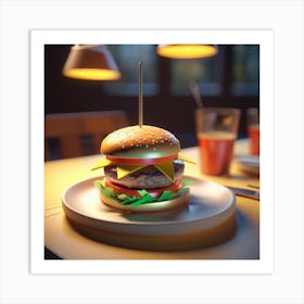 Hamburger On A Plate 97 Art Print