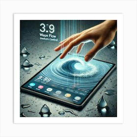 A High Tech Smart Tablet Showcasing The Wave Flow Art Print