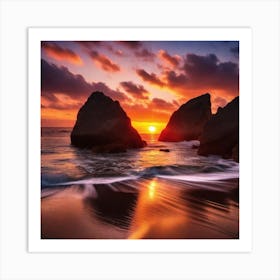 Sunset At The Beach 183 Art Print