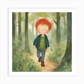 Boy In The Woods Art Print