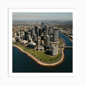 Aerial View Of Brisbane City Art Print