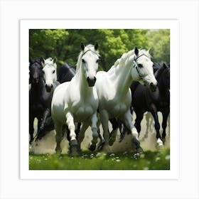 Horses In The Field Art Print