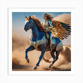 Woman Riding A Horse With Wings Art Print