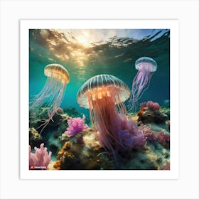 Jellyfish party Art Print