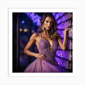 Cute Woman In A Purple Dress Art Print