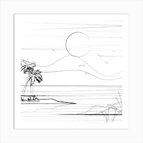 Minimal Line Palm Beach 3 Art Print