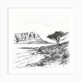 A Table Mountain In Cape Town Hand Drawn Sketch 3 Art Print