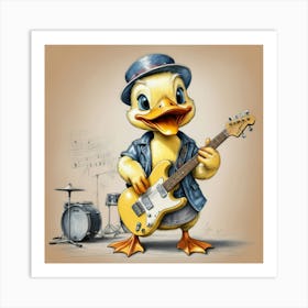 Duck Rocking A Guitar 1 Art Print