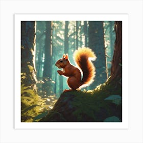 Red Squirrel In The Forest 68 Art Print