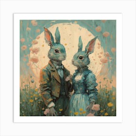 Rabbits In The Moonlight 1 Art Print