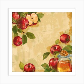 Rosh Hashanah Banner Texture With Apples And Hon 1718400529 4 Art Print