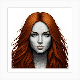 Portrait Of A Woman With Red Hair Art Print