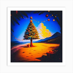 Christmas Tree On The Beach 1 Art Print