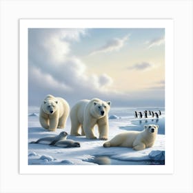 Arctic wildlife and serene sky 4 Art Print