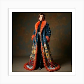 Portrait Of A Woman In A Fur Coat Art Print