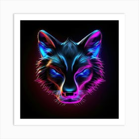 Neon Wolf Head Poster