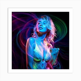 Firefly Ethereal Woman Amid Neon Hallucinations And Fluid Light 63087 (2) Art Print