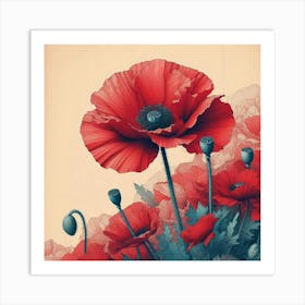Aesthetic style, Large red poppy flower 3 Art Print