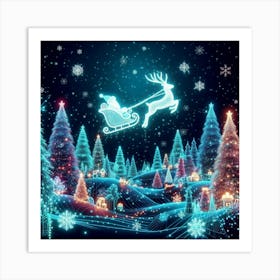 Santa Claus In Sleigh 1 Art Print