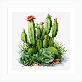 Prickly Elegance: A Cactus Symphony Art Print