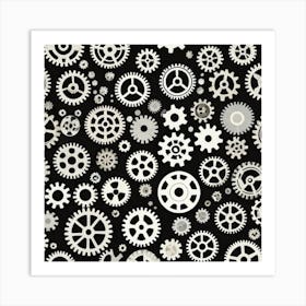 Gears On A Black Background 18 Art Print