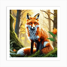 Fox In The Forest 103 Art Print