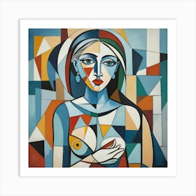 Woman With A Fish Art Print