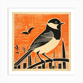 Retro Bird Lithograph Carolina Chickadee 2 Art Print