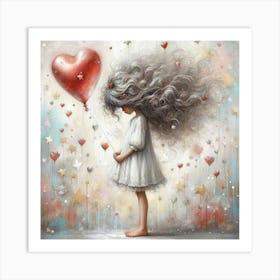 Heart Balloon Girl Art Print