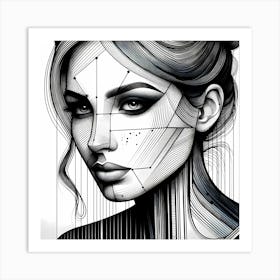 Beauty Women - Abstract Line Art Illustration 135 Art Print