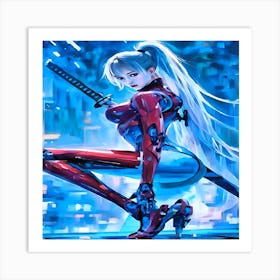 Anime Girl Holding Sword-Drucke 07.12.2024--a5084 Art Print