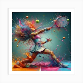 Colorful Tennis Player Art Print