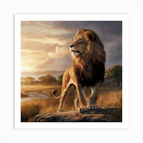 Lion At Sunset Art Print