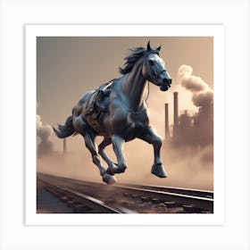 Horse Running On Tracks Art Print