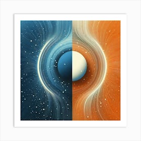 Two Moons In Space Art Print