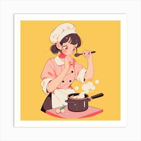 Anime Girl Cooking Art Print