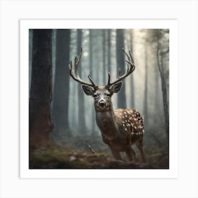 Deer In The Forest 213 Art Print