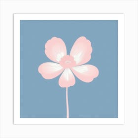 A White And Pink Flower In Minimalist Style Square Composition 262 Art Print