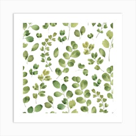 Minimalist Green Leaves Pattern Art Canvas Print Art Print