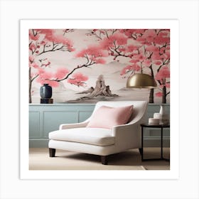 Sakura Trees, pink Art Print