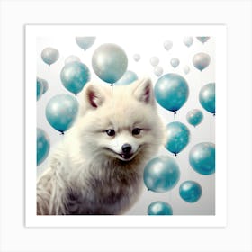 Polar Bear With Balloons Art Print