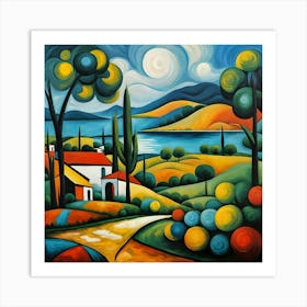 Landscape With Trees And A Lake Art Print