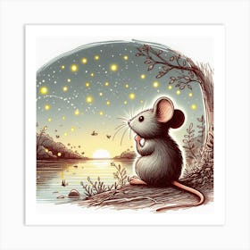 Mouse Starry Night Art Print