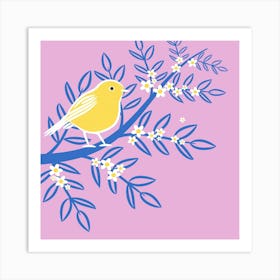 Floral Bird Nature Branch Art Print