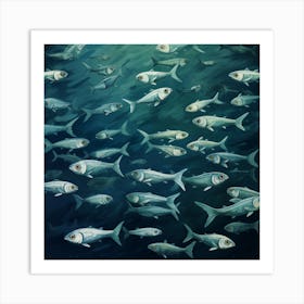 Swimming Sardines Kitchen Art Print