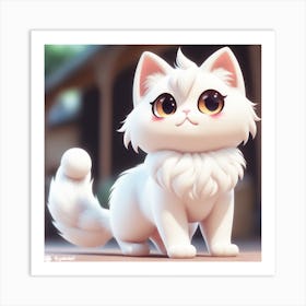 White Cat Art Print